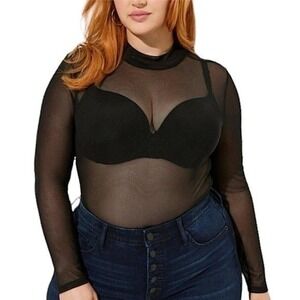 TORRID Sheer Mesh Mock Neck Long Sleeve Top NWT Size 2X